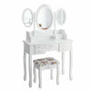 Folding Vanity Dressing Table 7 Drawers Makeup Table and Cushioned Stool Set