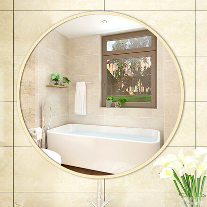 40-80cm Round Wall Mounted Mirror Bathroom Bedroom Makeup Dressing Vanity Decor