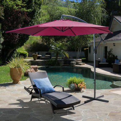 3M Hanging Outdoor Banana Patio Umbrella Cantilever Shelter Garden Sun Parasol