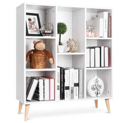 Wooden Bookcases 8 Cubes Storage Bookshelf White Living Room Shelving Unit