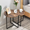 Set of 2 Pcs Modern Coffee Side End Tables Nest Wooden Tabletop Metal Legs Stand