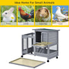 Wooden Rabbit Hutch Guinea Pig Hutches w/ Run Open Roof Small Animal Cage Grey