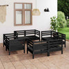 8 Piece Garden Set Black Solid Pinewood S0F9