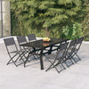 7 Piece Garden Dining Set Grey and Black A8D5