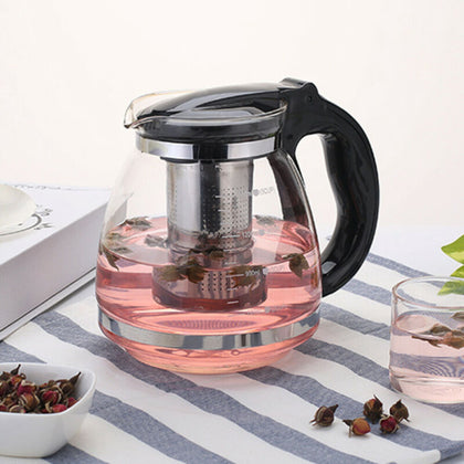 2L Teapot Infuser Contemporary Kitchen Design Large Glass Infusion Tea Pot Home