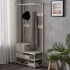 Metal Coat Hat Rack Standing Clothes Stand Rail 8 Hooks & 3 Tier Shoe Rack Bench