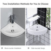 Bathroom Corner Ceramic Vessel Sink Counter Porcelain Bowl Basin W/ Faucet Hole