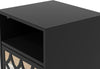 Black Bedside Table Tall Wooden Cabinet Open Storage Shelf 2 Mirrored Drawers