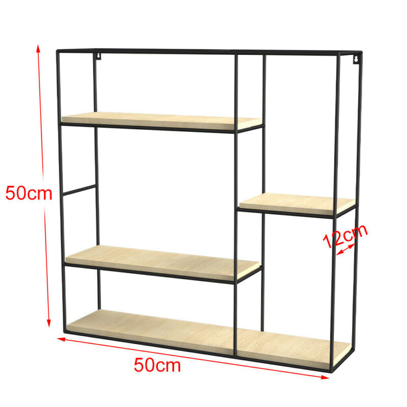 Square Wall Racks 4 Tier Square Wall Storage Unit Retro Wooden Industrial Style Metal Sh ...