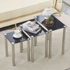3pcs Rectangular Black Tempered Glass Side End Nested Table Bedside Coffee Table