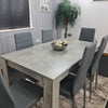 Grey Dining Table and 6 chairs wood stone grey effect kitchen dining set for 6