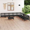 10 Piece Garden Set Solid Pinewood Black Y0L2