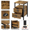 Nightstand Side Table with2 Drawers, Rustic Wooden End Table for Living Room