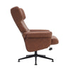 Tan Leather Swivel Chair Recliner Sofa Wingback Armchair Leisure Sofa with Stool
