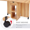Mobile Folding Dining Table Drop Leaf Table with 1 Drawer 2 Open Storage Shelves