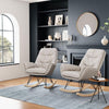 High Back Rocking Chair Recliner Armchair Beige Velvet Upholstered Rocker Seat