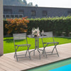 3PCS Garden Table Chairs Patio Tempered Glass Round Table Folding Chairs Outdoor
