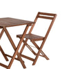 3 Pcs Outside Garden Patio Wooden Furniture Foldable Table & Chairs Bistro Set