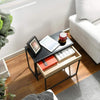 Industrial Nested Tables Black Top Oak Tray Stackable Units Metal Frame Set 2Pcs