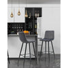 Set of 2 Velvet Kitchen Bar Stools Modern Grey Padded Seat Metal Legs Breakfast