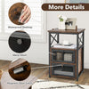 3-tier Industrial Nightstand Wooden Bedside Table End Table w/ 2 Flip Drawers