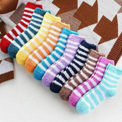 6 Pairs Women Soft Fluffy Bed Socks Winter Warm Lounge Slipper Fleece Sock UK