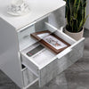 White Bedside Table Wooden Storage Cabinet 3 Mirrored Drawers Metal Handles
