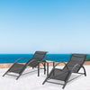 Steel Sun Lounger Set Reclining Bed Side Table Garden Furniture 2 Deck Chairs UK