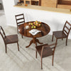 Wooden Dining Table 4 Persons Round Kitchen Table Counter w/ Curved Trestle Legs