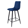 75CM Seat High Blue Velvet Bar Chairs Counter High Chairs Padded Seat Back Rest