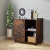 Brown Filing Cabinet Mobile Printer Stand W/2 Drawers 1 Door 3 Shelves