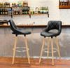2 pcs Bar Stools Breakfast Kitchen Counter High Stools Wood Legs Barstools
