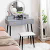 Vanity Table Set Large Makeup Dressing Desk & Stool Set with Lighted Mirror