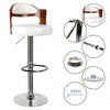 Set of 2 Wood Bar Stools Chrome Base Breakfast Pub Chair Kitchen Home Furniture