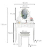 White Modern Makeup Vanity Set Dressing Table LED Light Mirror Drawers Stool