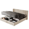 Merax Upholstered Bed Functional Bed from Storage Double Size Beige Velvet