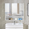 White Bathroom Mirror Cabinet Wall Mounted Storage LED Unit Corner Wooden Shelf