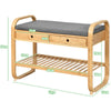2 IN 1 Bamboo Shoe Rack Stool Seater Entryway Cushioned Bench Storage Organiser