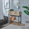 VonHaus Rattan Console Table w/ 2 Storage Drawers & Shelf | Entryway Hall Table