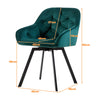 2 x Rotatable Dining Chairs Padded Velvet Seat Metal Legs Swivel Kitchen Modern