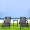 3pcs Ergonomic Sun Lounger Set Garden Poolside Recliner Deck Chair w/ Side Table