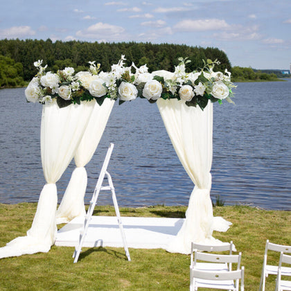 Stylish Artificial Rose Flower Row Wedding Arch Table Background Party Decor