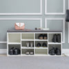 White Shoe Storage Bench Cabinet Ottoman Padded Seat Organizer Shelves Adjusting