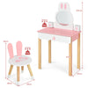 Kids Vanity Table and Chair Set Pretend Makeup Dressing Table W/ Mirror & Drawer
