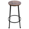 2 PCS Brown Round Wooden Industrial Rustic Bar Pub Kitchen Stools Chairs Seats