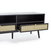 TV Unit Cabinet Stand Black & Cane w/ Storage Drawers & Shelves | Spinningfield