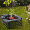 3 in 1 Square Fire Pit BBQ Grill Outdoor Garden Table Stove Patio Heater Ice Pit