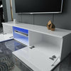 Modern LED Light TV Unit Cabinet Stand 160cm Media 2 Doors + Shelf White