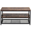 Rustic Side Coffee Table Industrial Furniture Coated Steel Frame Storage Shelves