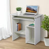 Office Computer Table Wood Desk Keyboard Tray Shelf Corner White Study Home